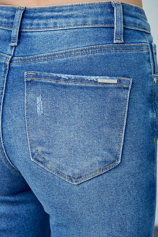 HIGH RISE MEDIUM WASH ANKLE SKINNY JEANS