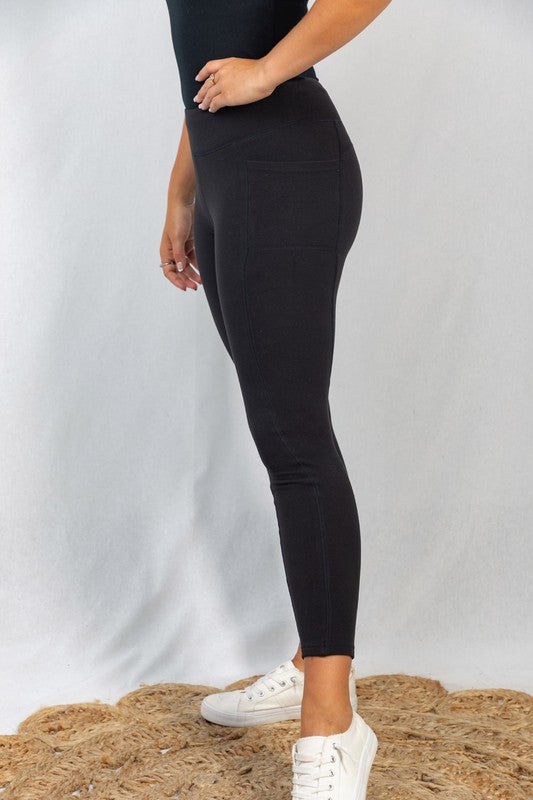 Solid Knit Leggings with Side Pockets
