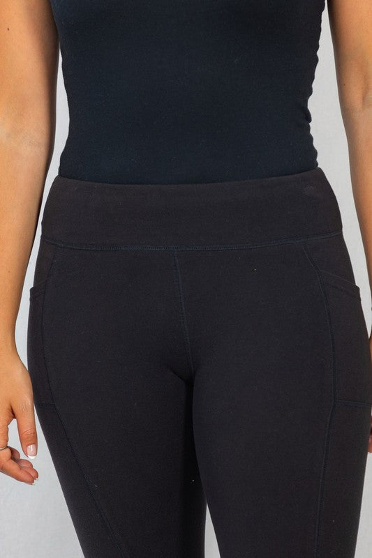 Solid Knit Leggings with Side Pockets