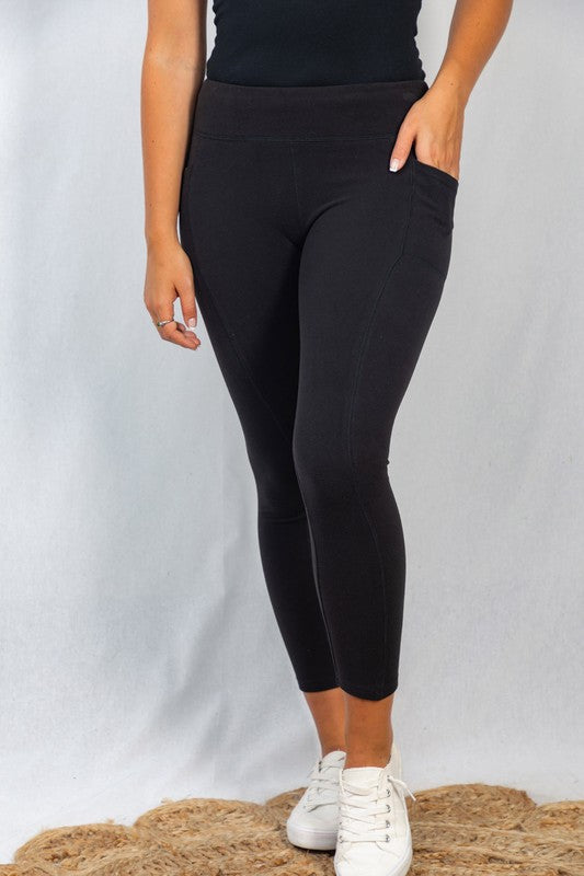 Solid Knit Leggings with Side Pockets