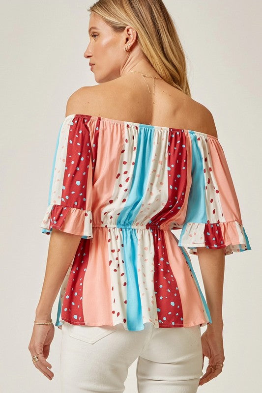 Vertical Striped Print Top