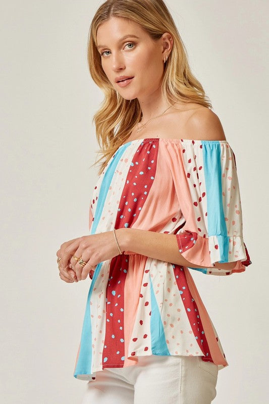Vertical Striped Print Top
