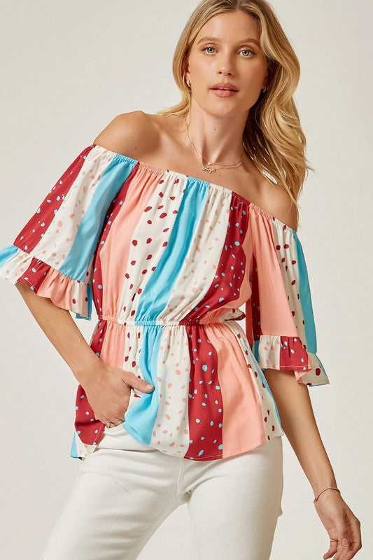 Vertical Striped Print Top