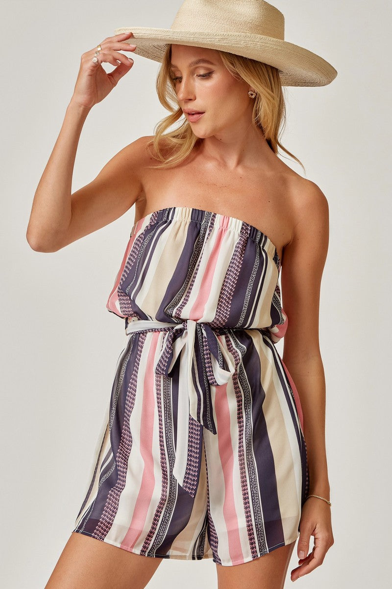 Sleeveless Striped Romper