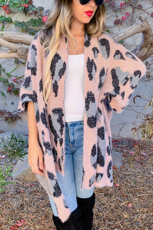 Leopard Printed Soft Cozy Kimono Cardigan