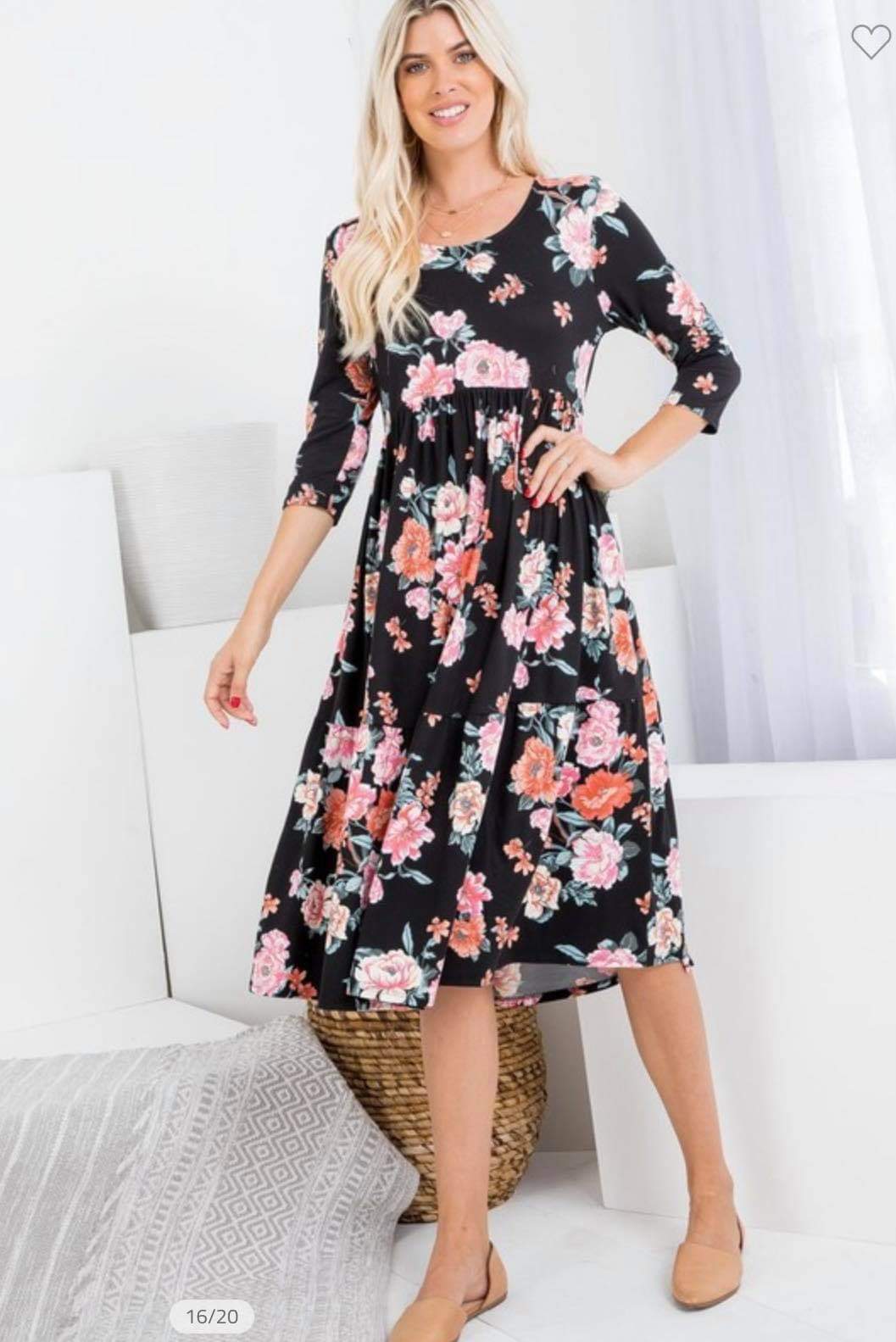 Floral Tiered Midi Dress