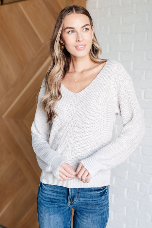 Told You So Ribbed Knit V Neck Sweater