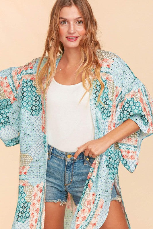 Bohemian Ehtnic Rayon Challis Cover Up Kimono