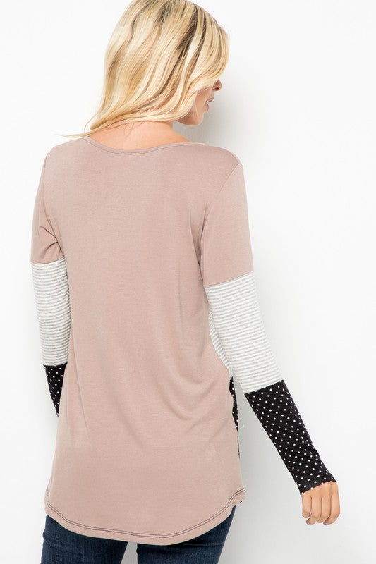 Long Sleeve Polka Dot/Stripe Tunic