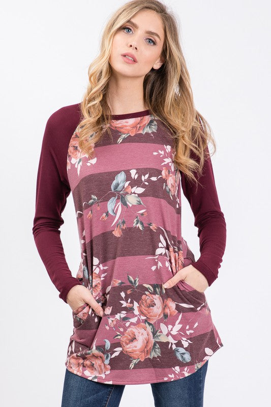 Long Sleeve Floral Tunic Top