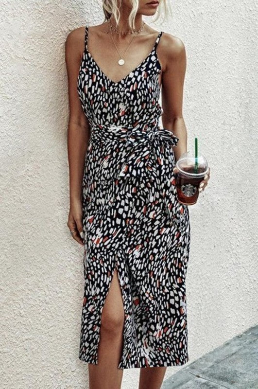 Black Leopard Print Sun Dress