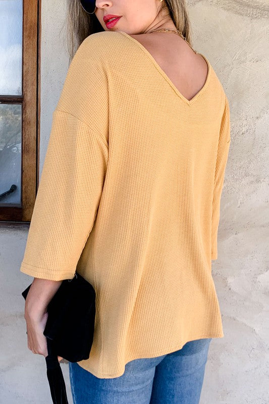 3/4 Sleeve Knit Reversible Top