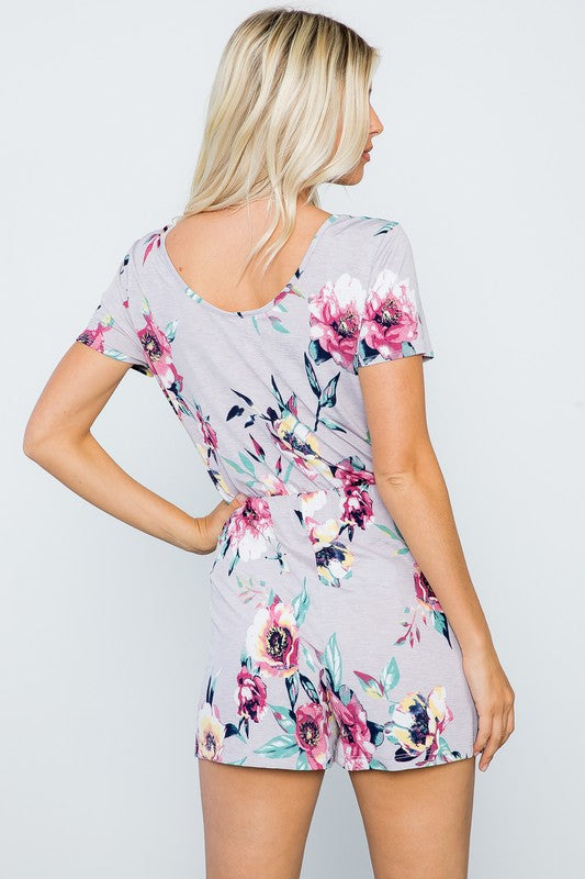 Short Sleeve Floral Romper