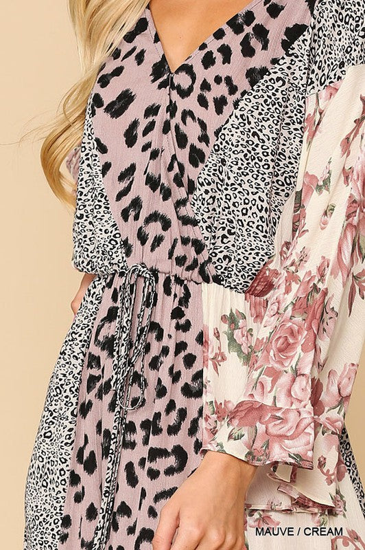 Leopard and Floral Mixed Print Dress