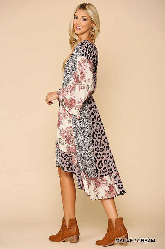 Leopard and Floral Mixed Print Dress