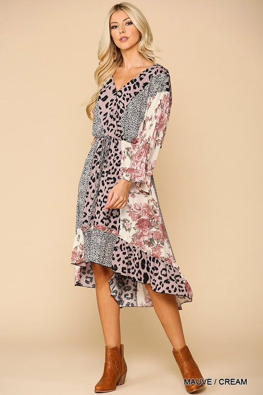 Leopard and Floral Mixed Print Dress