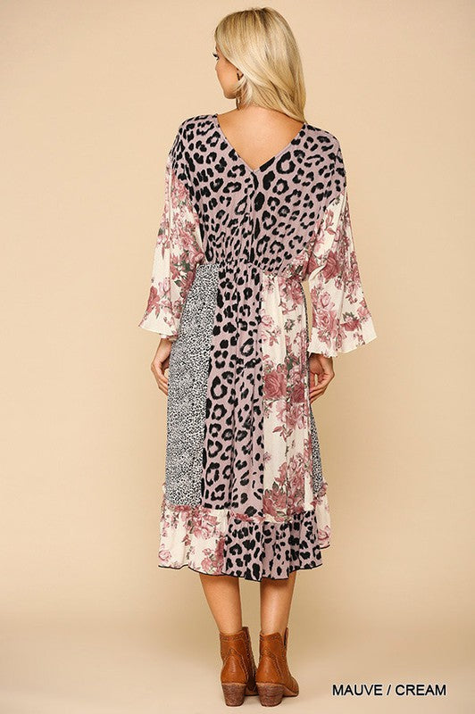 Leopard and Floral Mixed Print Dress