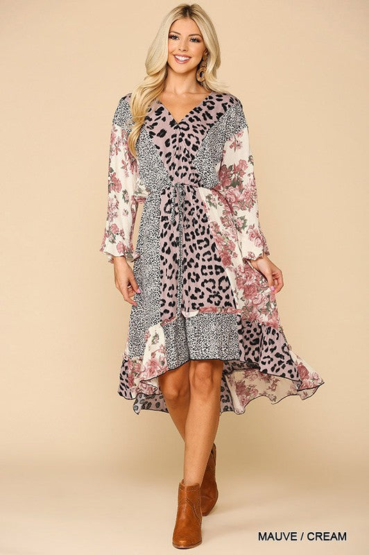 Leopard and Floral Mixed Print Dress