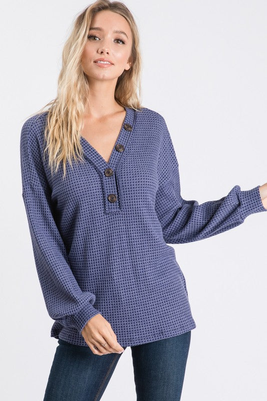 Long Sleeved Top with Button Detail