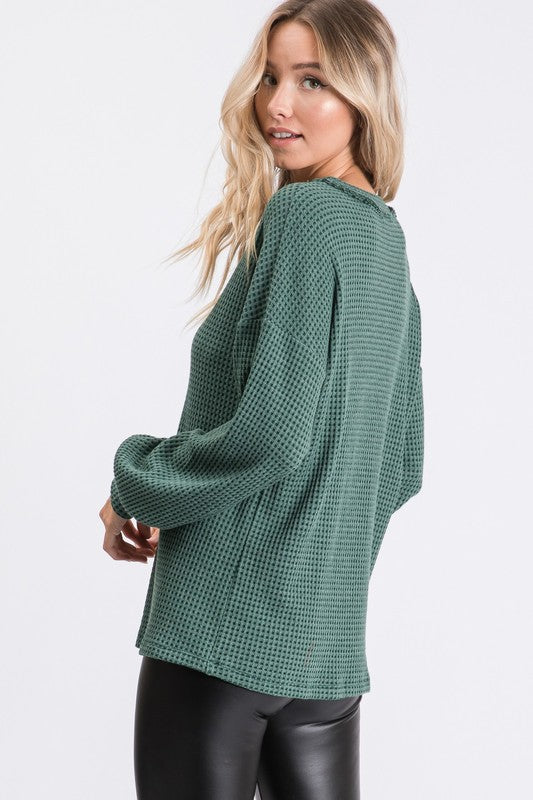 Long Sleeved Top with Button Detail