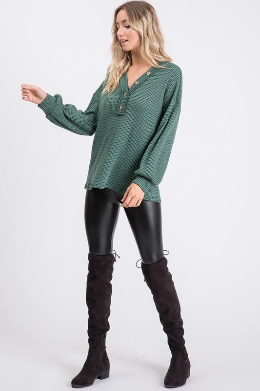 Long Sleeved Top with Button Detail