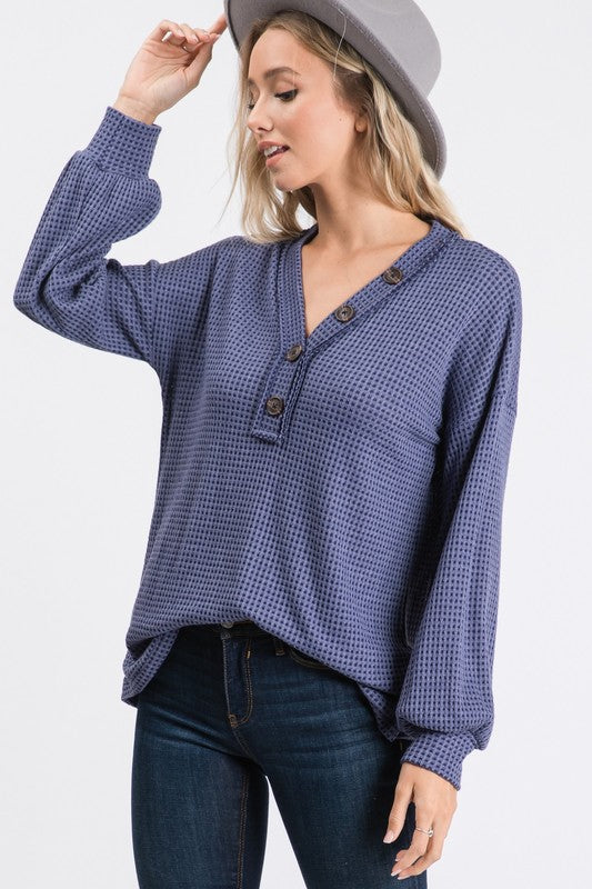 Long Sleeved Top with Button Detail