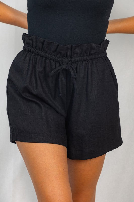 High Waisted Solid Woven Shorts