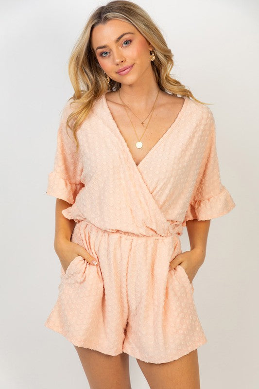 Half Sleeve Solid Knit Romper