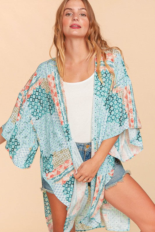 Bohemian Ehtnic Rayon Challis Cover Up Kimono