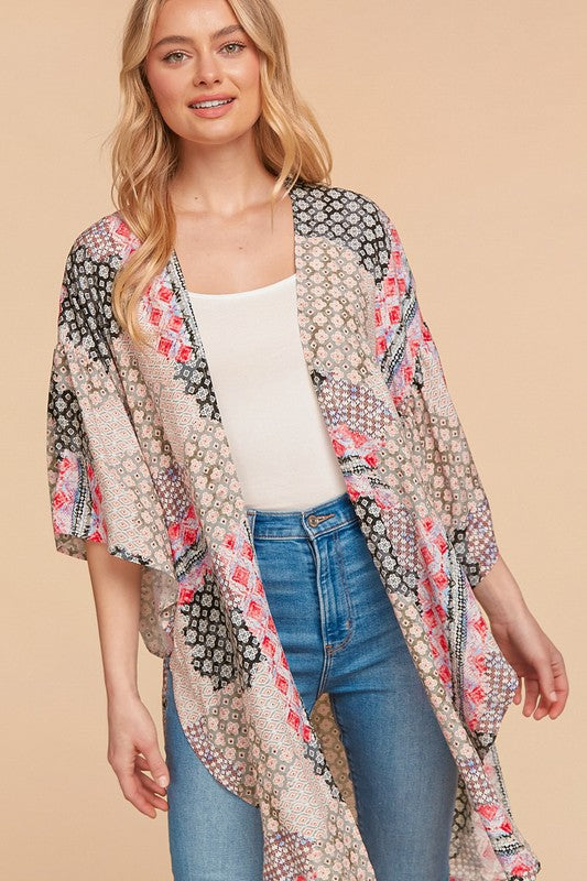 Bohemian Ehtnic Rayon Challis Cover Up Kimono