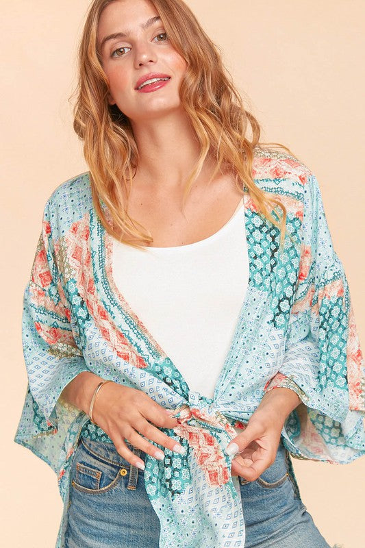 Bohemian Ehtnic Rayon Challis Cover Up Kimono