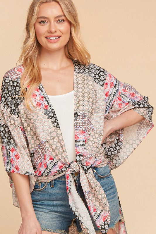 Bohemian Ehtnic Rayon Challis Cover Up Kimono