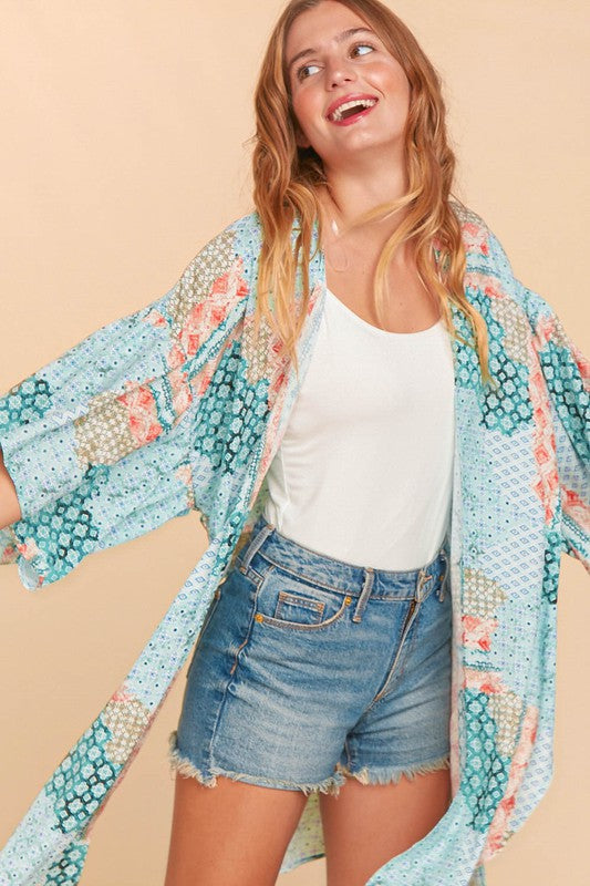 Bohemian Ehtnic Rayon Challis Cover Up Kimono