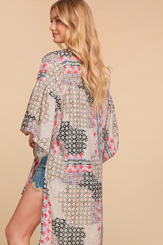 Bohemian Ehtnic Rayon Challis Cover Up Kimono