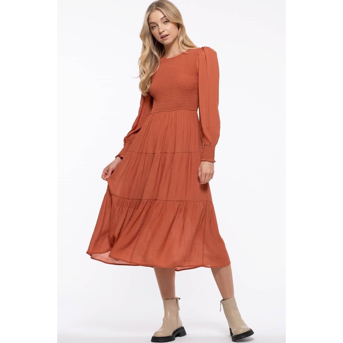 LONG SLEEVE TIERED DRESS