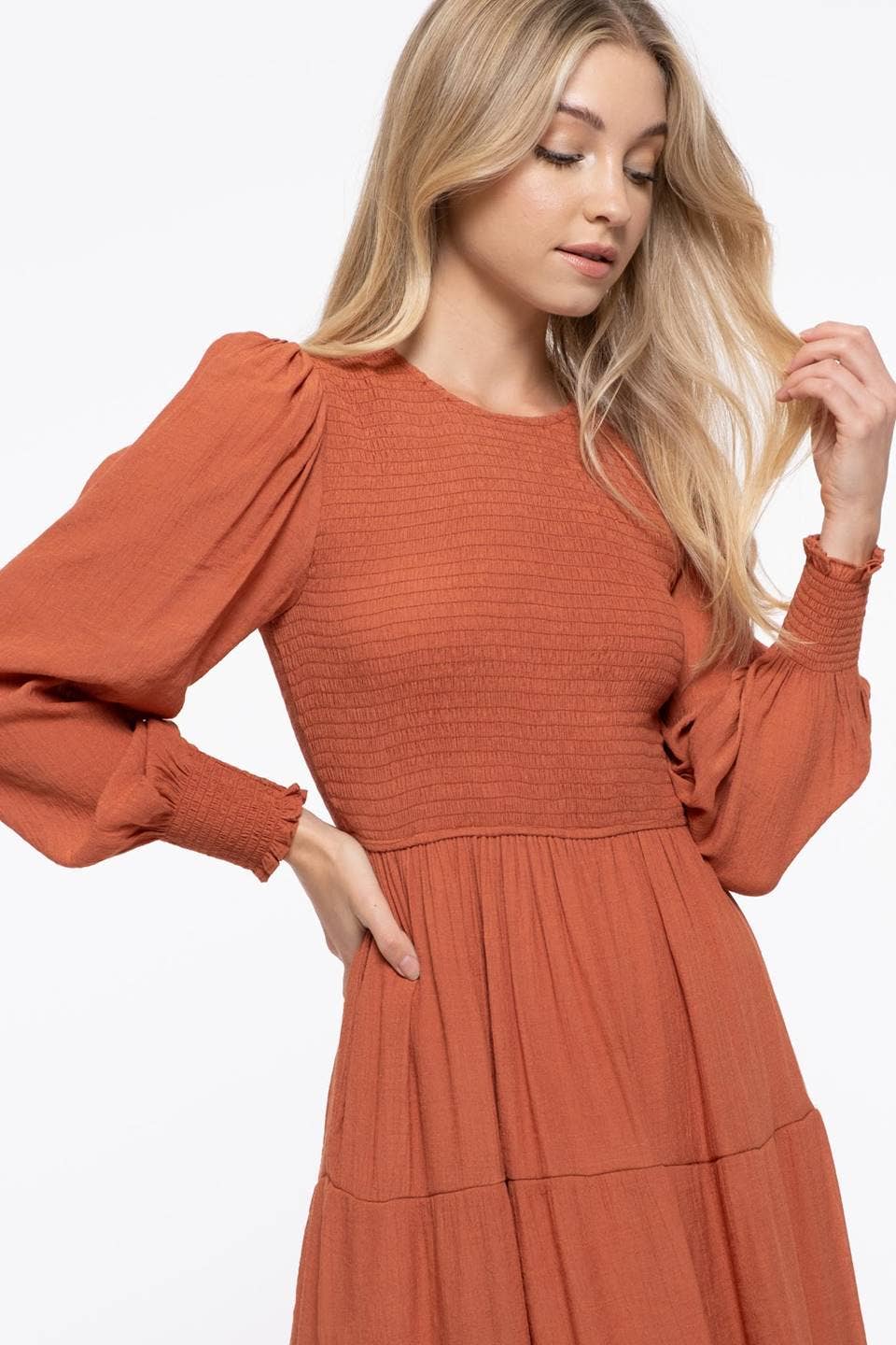 LONG SLEEVE TIERED DRESS