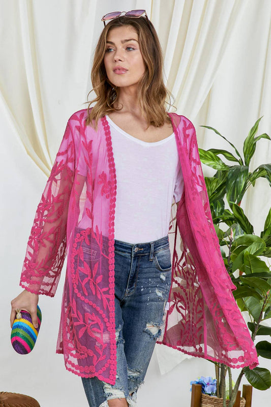 CROCHET LONG SLEEVE KIMONO