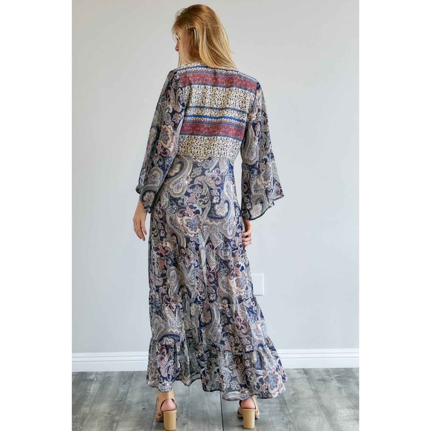 Printed Long Sleeve Loose Kimono