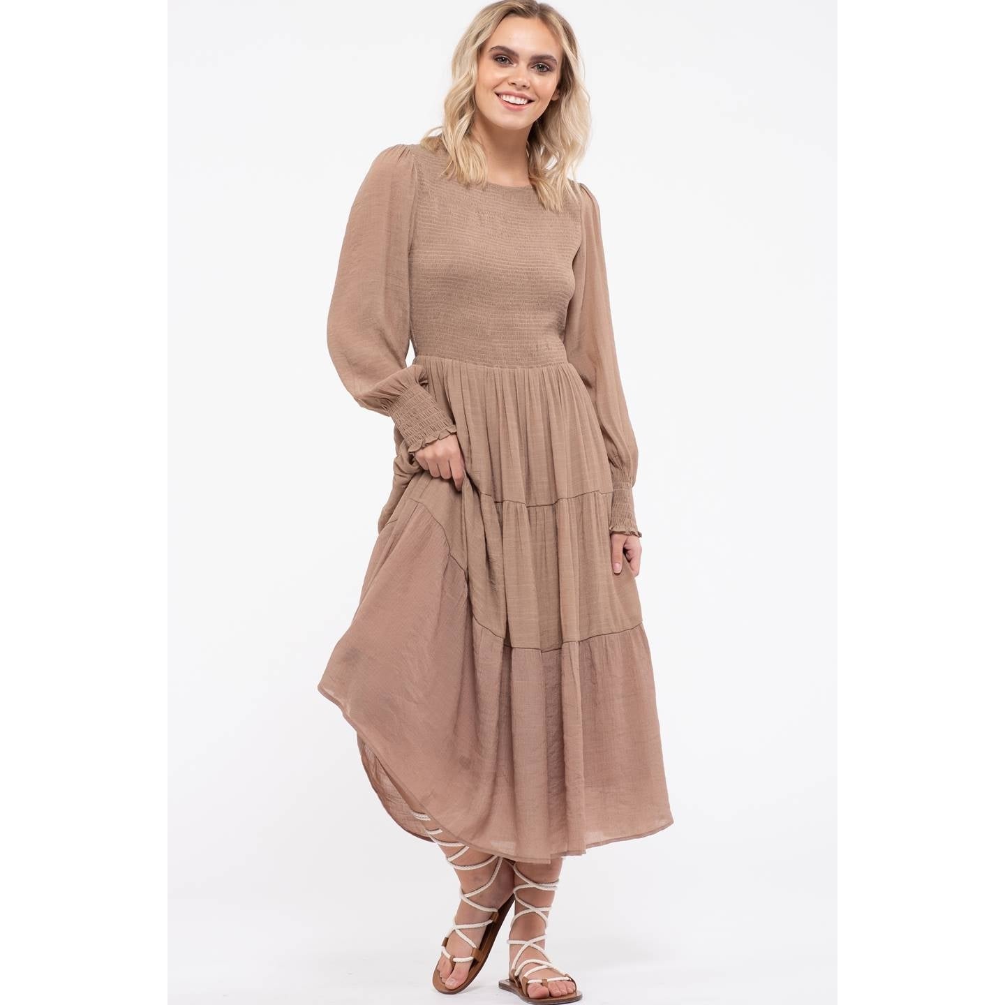 LONG SLEEVE TIERED DRESS