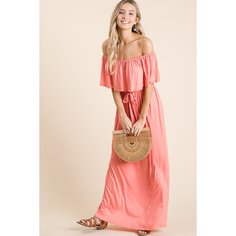 Julliana Rayon Jersey Off the Shoulder Maxi Dress