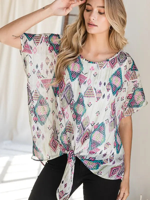 Aztec Print Double Layer Top