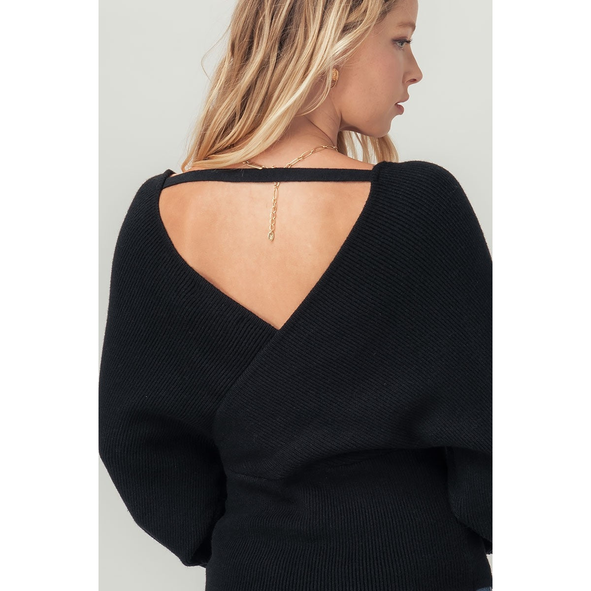 Rib Knit Cut Out Sweater