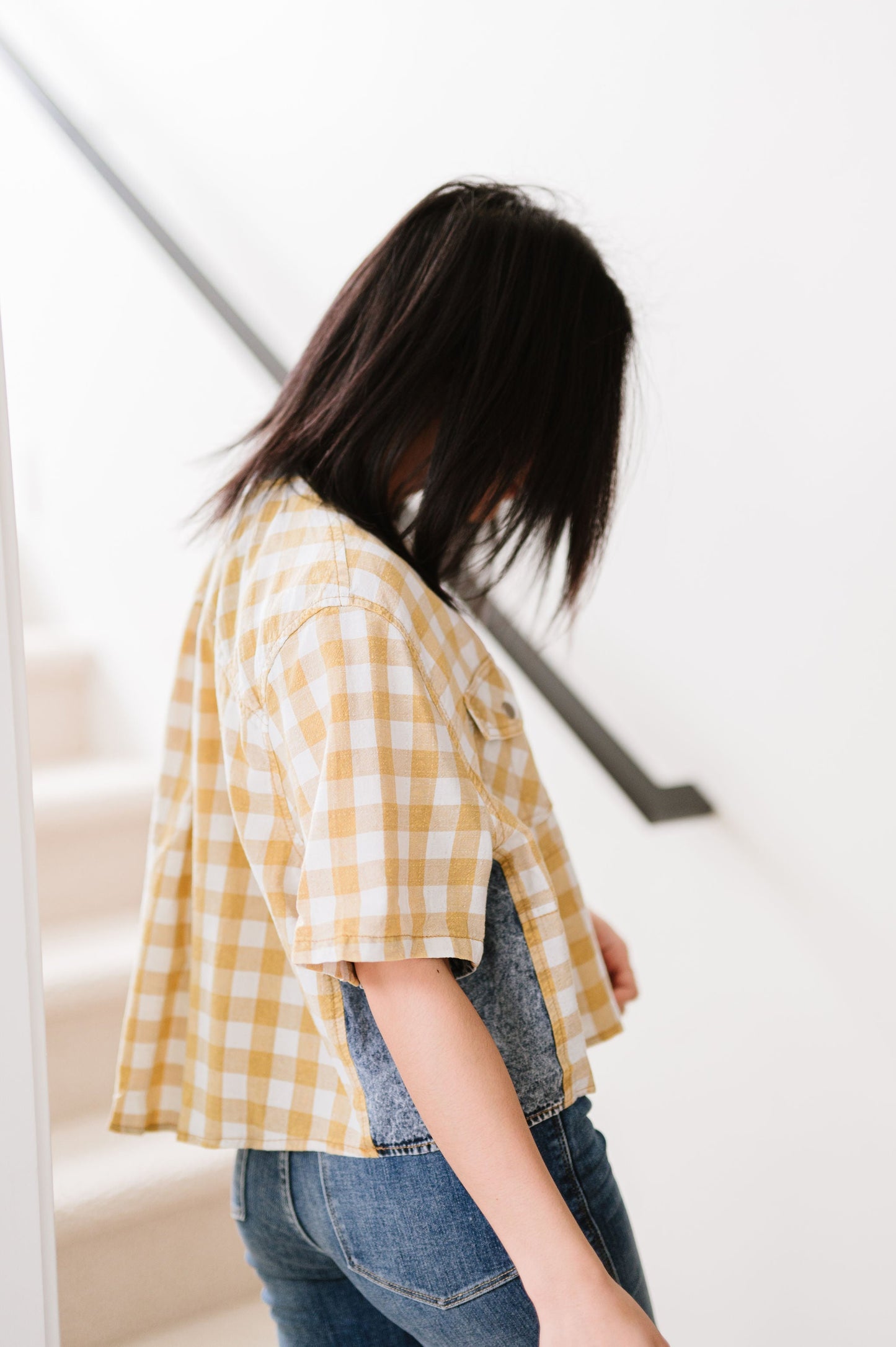 Everything Good Plaid Top - Mustard