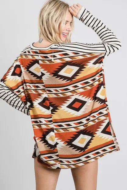 Oversize Tribal Print Tunic