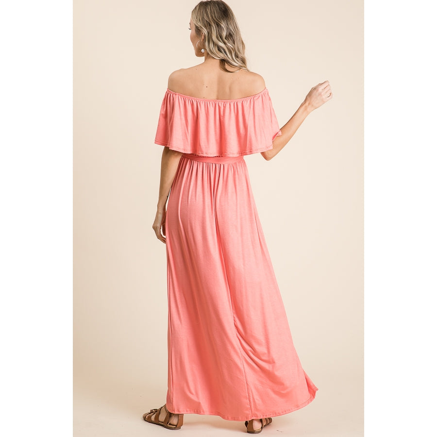 Julliana Rayon Jersey Off the Shoulder Maxi Dress