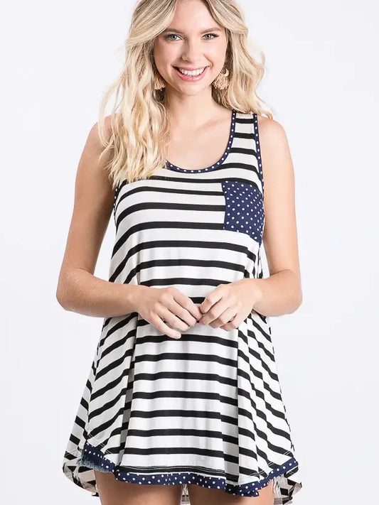 Stripe Tunic with Polka Dot Pocket