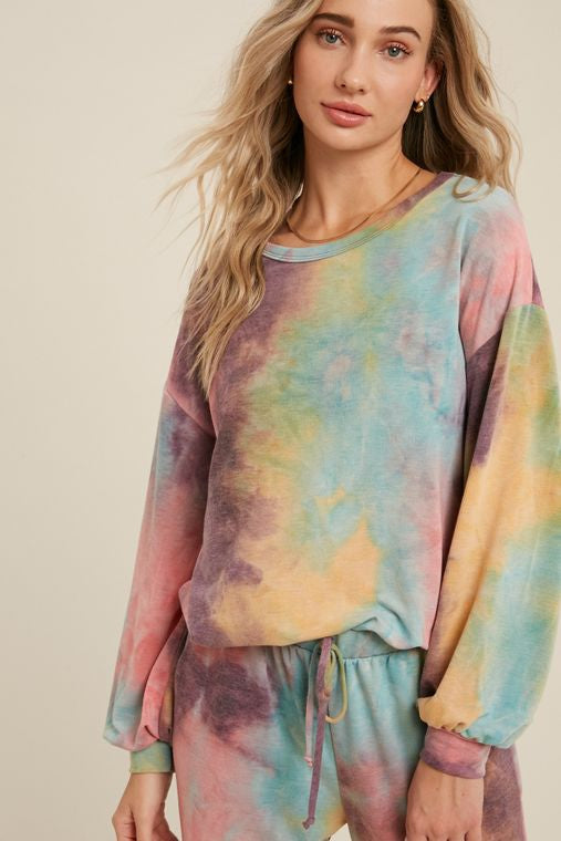 TIE-DYE CREWNECK CASUAL TOP