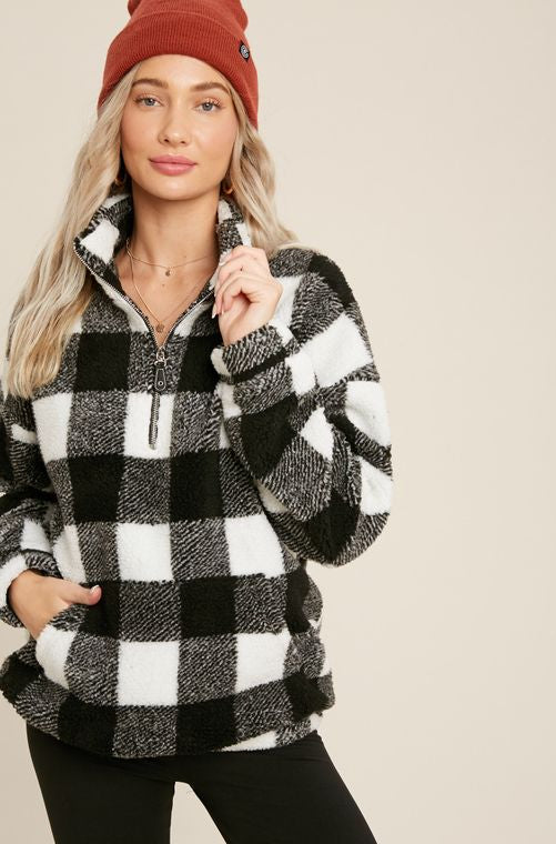 BUFFALO PLAID SHERPA PULLOVER