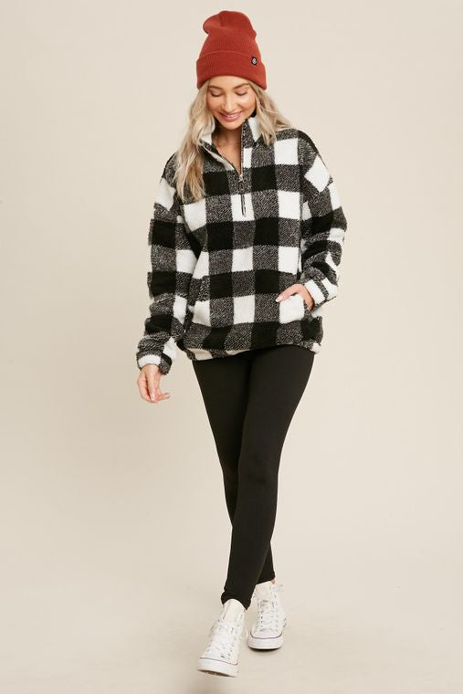 BUFFALO PLAID SHERPA PULLOVER