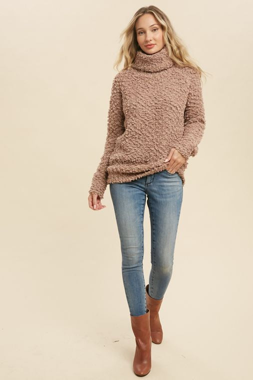 BOUCLE TURTLENECK SWEATER PULLOVER